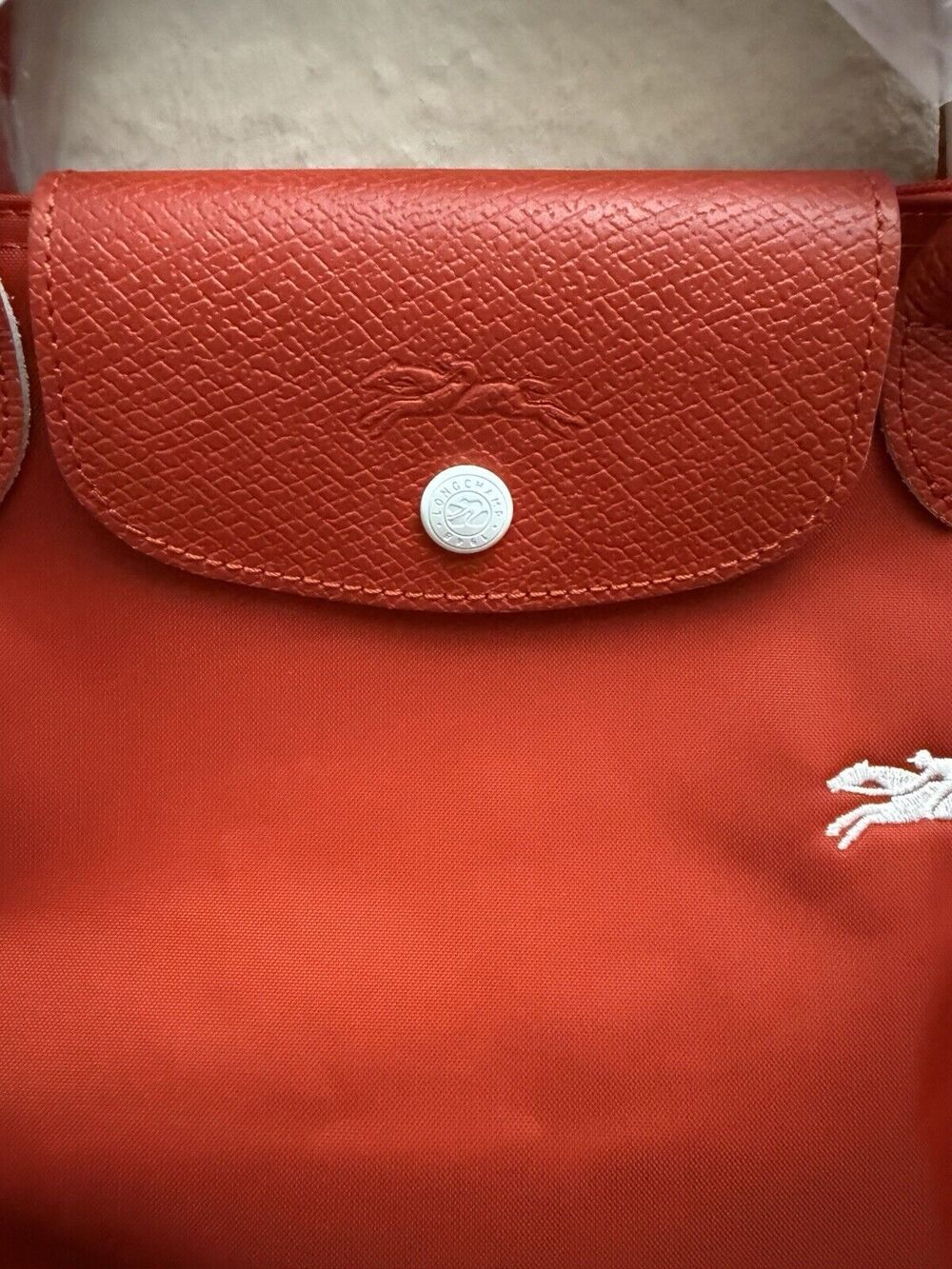 Longchamp Le Pliage Club Medium Top Handle Nylon Tote VERMILLION Red New - Picture 4 of 9